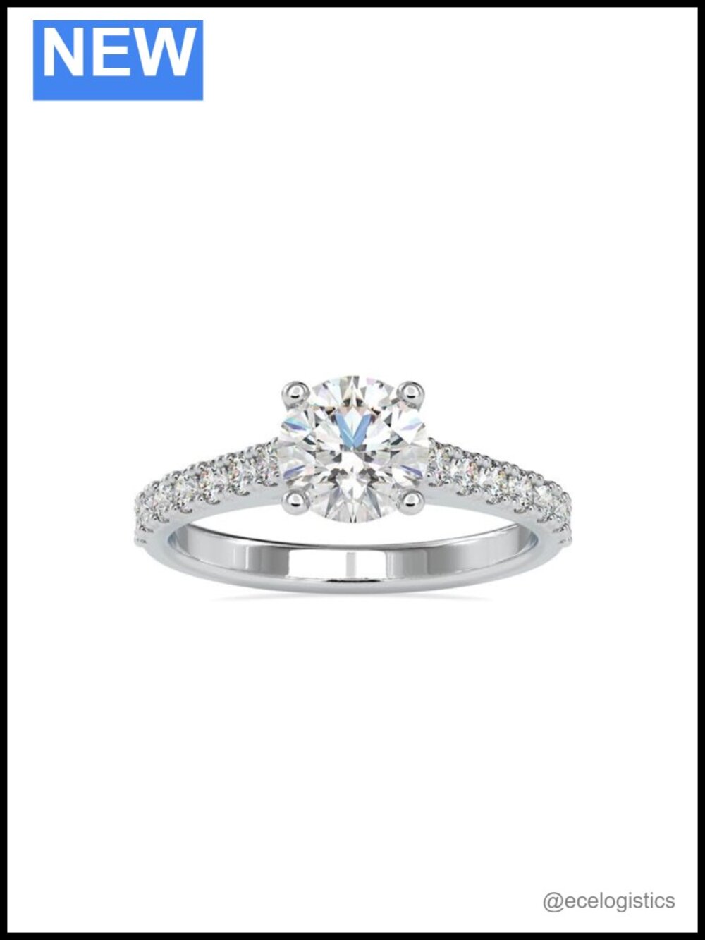10K White Gold Moissanite Engagement Ring 1ct Round Solitaire Size 6